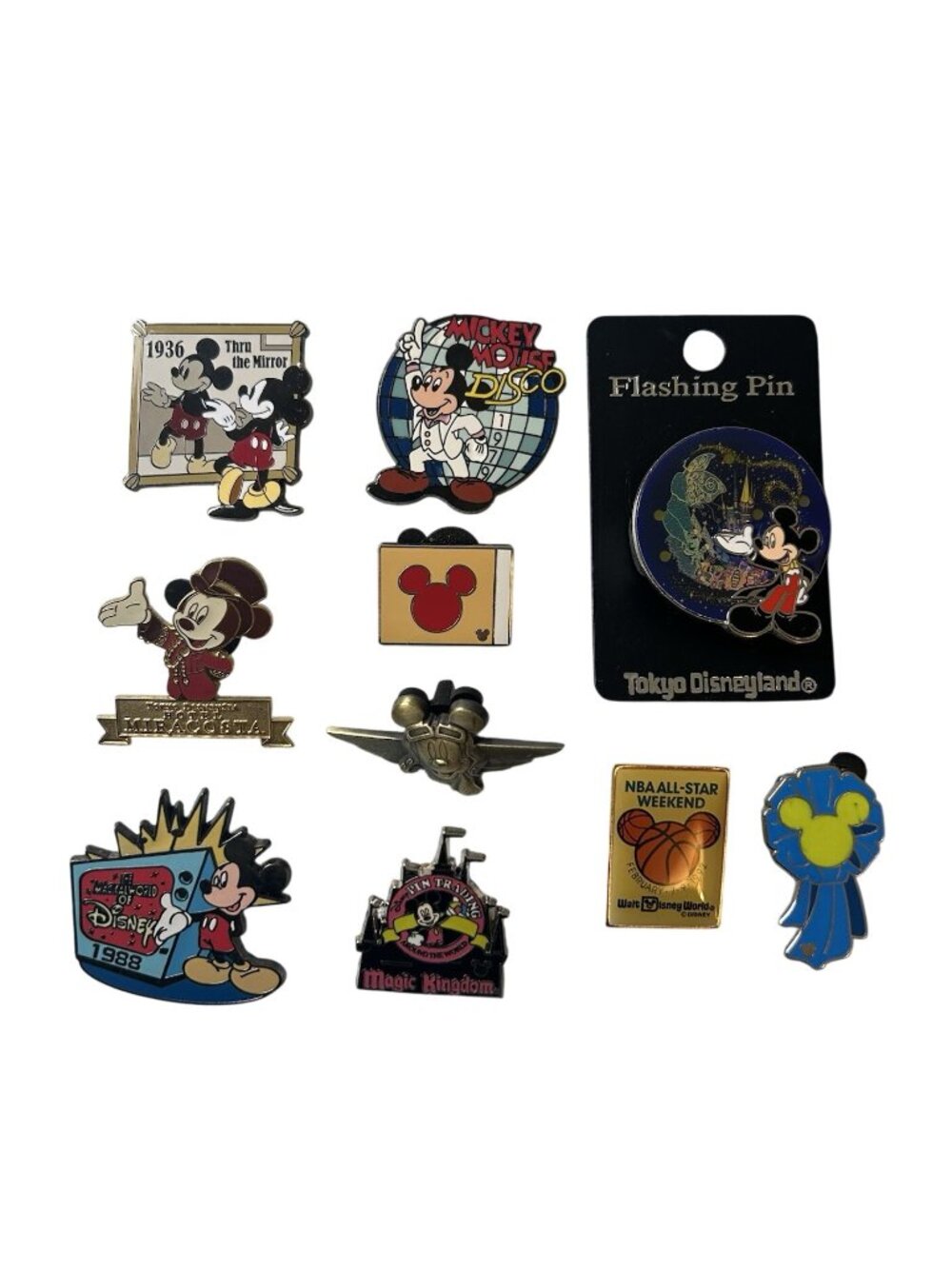 Disney Pins Mickey Mouse Lot Of 10 Disco Flashing Pin Trading Thru The Mirror